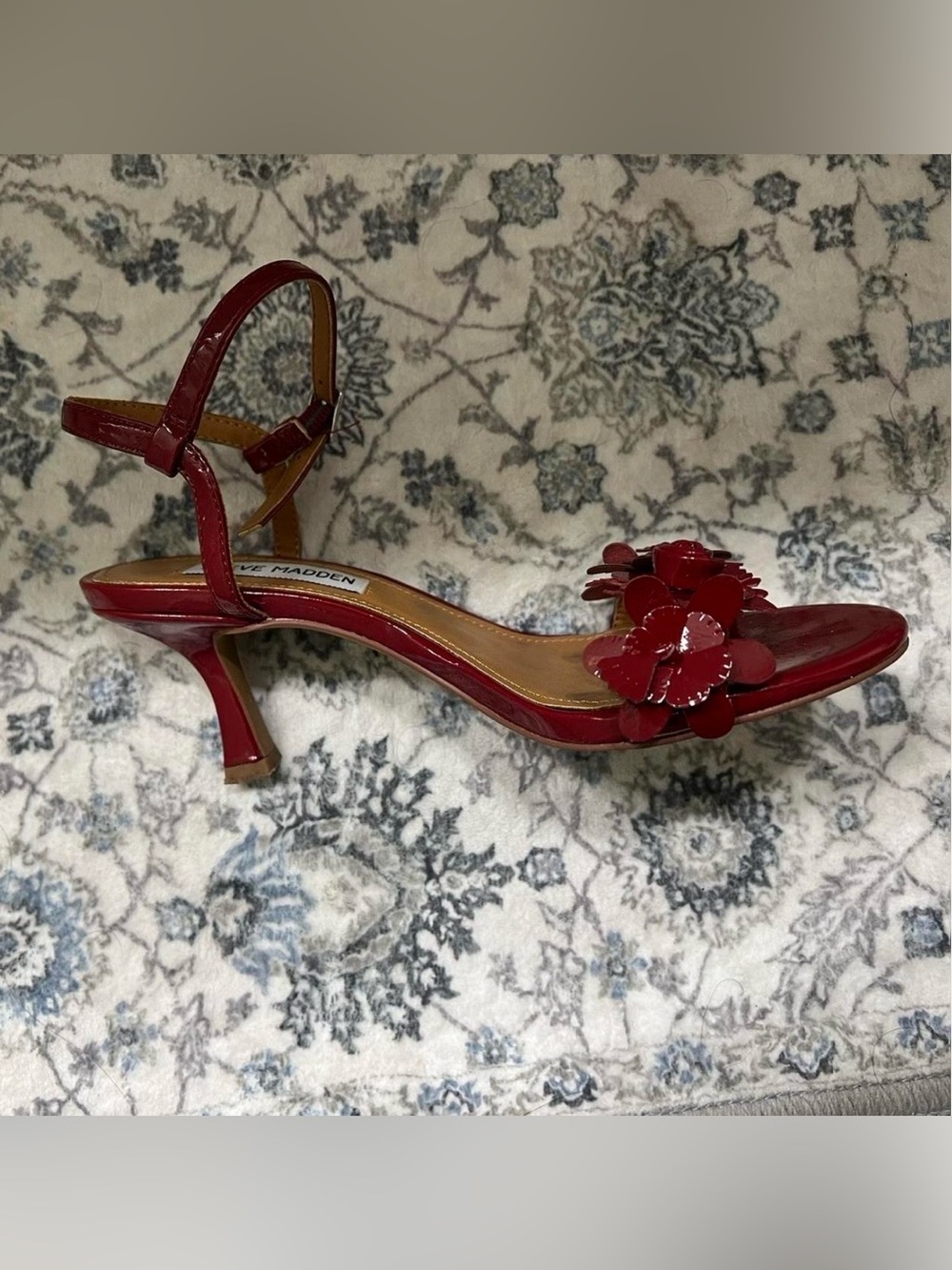 Steve Madden red heels with flower details